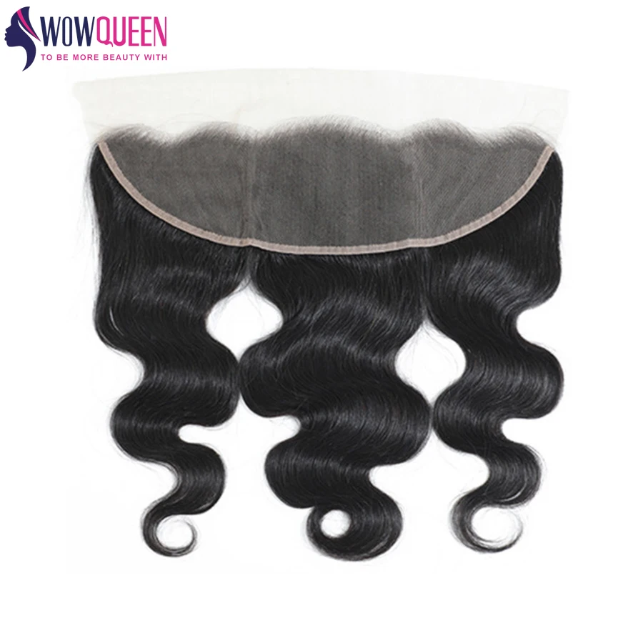 WOWQUEEN Hair Brazilian Body Wave Frontal 13×4 Lace Frontal 100% Human Hair Extensions Natural Color Body Wave Closure Remy Hair