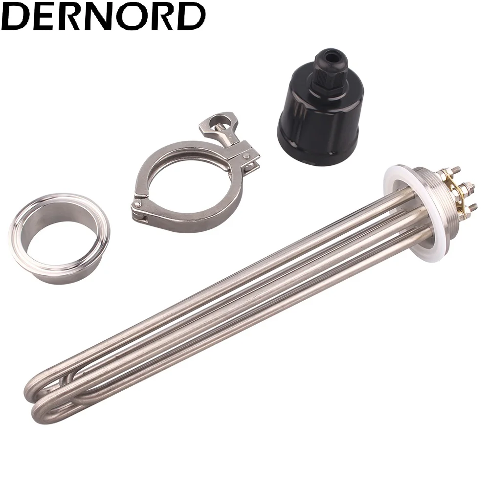 Tubular Heater DERNORD 2 Inches Tri-Clamp SUS304 3/4.5/6/9/12kw Immersion Water 220V 380V