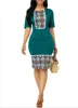 2022 Plus Size Summer Women Dress Name Ethnic Print Slim Bag Hip Dress Female Round Neck High Waist Casual Dress ► Photo 2/6