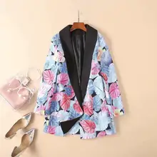 Осень Новая Европейская и американская Женская Одежда модное пальто с длинными рукавами и принтом листьев