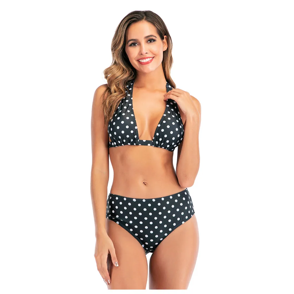 JAYCOSIN, Женский Модный Купальник с точечным принтом, женский купальник в горошек, высокая талия, бандаж, бикини, набор, пуш-ап, купальник, пляжная одежда, купальник