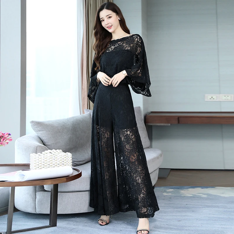Abiti per la madre della sposa pantaloni top in pizzo pantaloni a gamba  larga pantaloni da donna Oversize abiti da cerimonia per matrimoni formali  2 Set di due pezzi|Pant Suits| - AliExpress