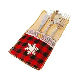 Рождественское столовое серебро покрытие для праздничное мероприятие снег, бантик красный развлекательный украшение для стола