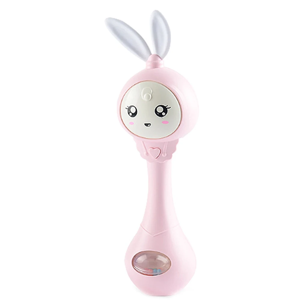 Детский погремушка-погремушка в виде мультяшного кролика с музыкальным погремушкой, светильник-прорезыватель, игрушка в подарок, привлекательная внимание ребенка, шлифовка зубов