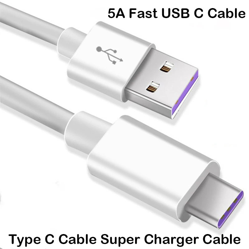 white 5А Быстрый кабель USB C для huawei mate 30 P30 P20 Быстрая зарядка 3,0 зарядное устройство для телефона с европейской вилкой супер кабель type C для Xiaomi Oneplus 7T - Цвет: white