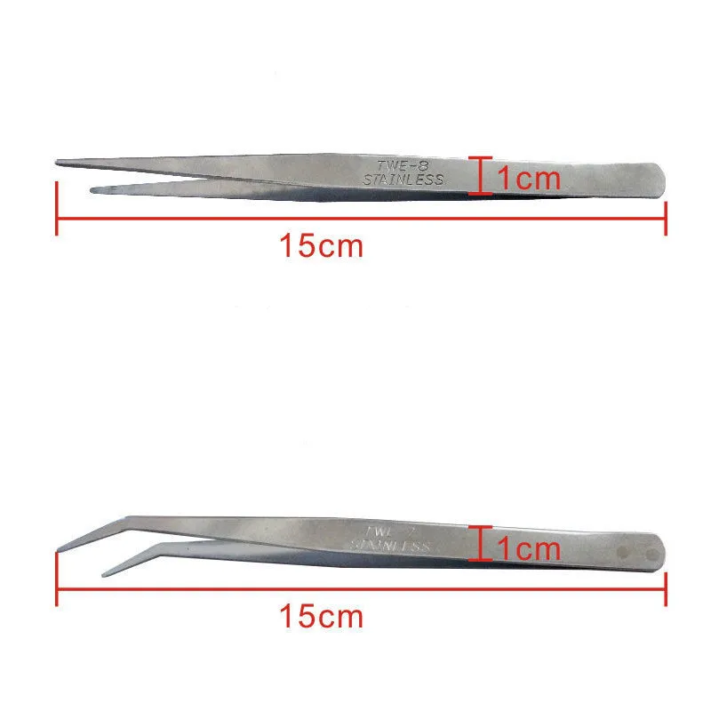 Industrial Tweezers tweezer tool precision tweezers esd anti static tweezers phone repair tweezers Anti-static Curved Straight Tip Stainless Tweezer For Electronics Repair Sewing Machine Thread Take-up 5 Pcs