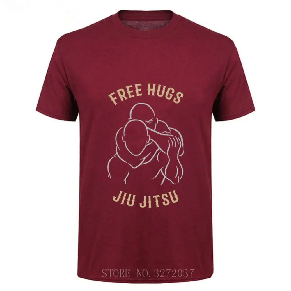 Мужские футболки Новое поступление Jiu Jitsu Free Hugs хлопковая Молодежная Футболка забавная фраза боец футболка повседневные топы с круглым вырезом