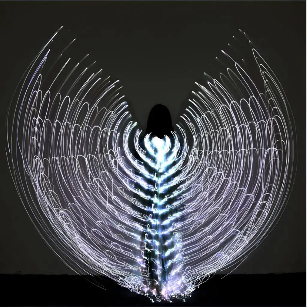LED Isis Wings Glow Light Up Belly Dance Costumes With Sticks Performance