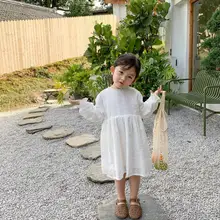 Новые весенние детские хлопковые кружевные платья, милая одежда принцессы для девочек, 5 шт./партия