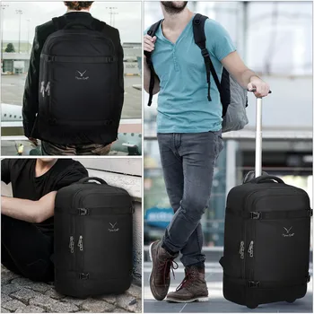 

Hynes Eagle 42L Rolling Backpack Waterproof Wheeled Backpack Flight Approved Carry On Luggage Travel Backpack Casual Daypacks