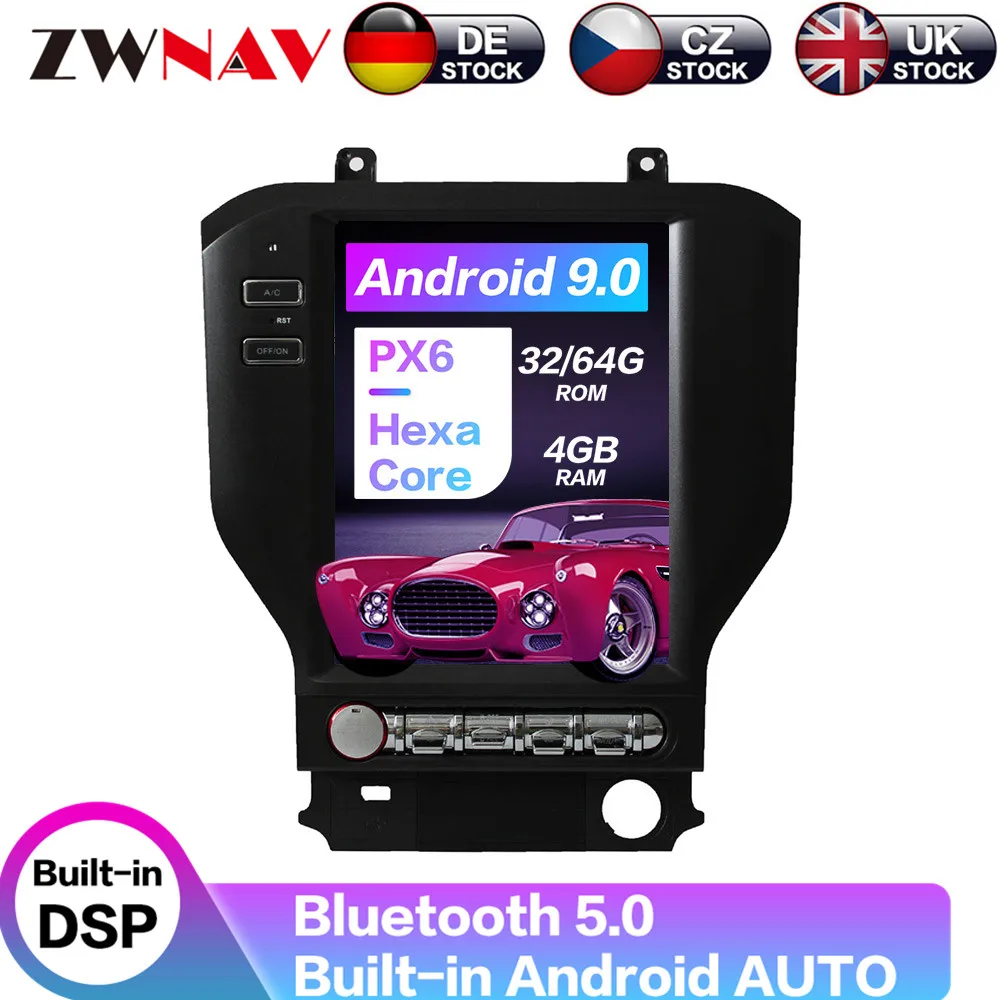 Sale Android 9 64+4G Tesla With DSP Carplay Car Multimedia Player Stereo For Ford Mustang 2015 + Auto Radio GPS Navigation 0
