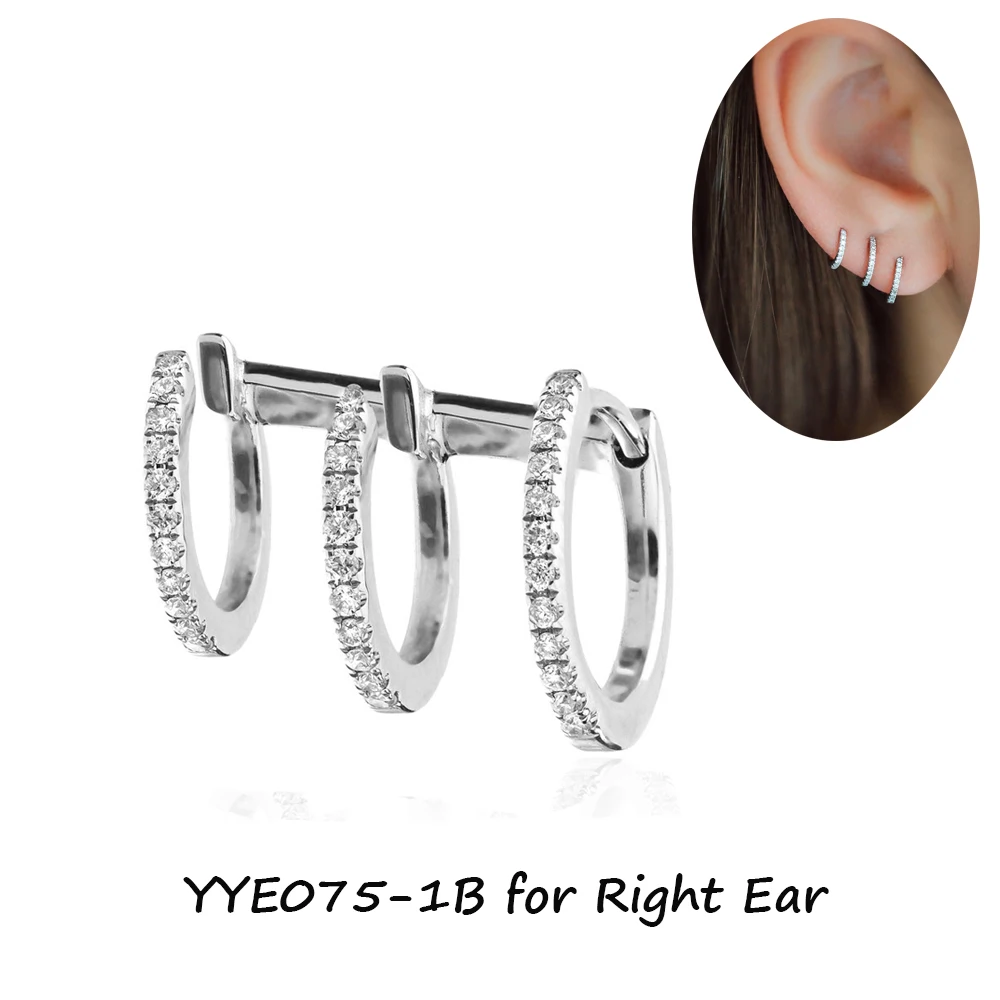 RIGHT SILVER EARRING Moonmory Мода 925 Стерлинговое серебро один тройной чудо левый и правый обручи с ушками манжета серьги женские круглые ювелирные изделия - Окраска металла: RIGHT SILVER EARRING