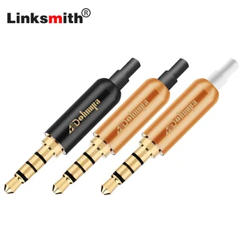 

10pcs Copper shell Jack 3.5 Earphone Plug 3.5mm 4 pole Stereo Male Plug Gold Plated Wire Connector for Earphone DIY repairing