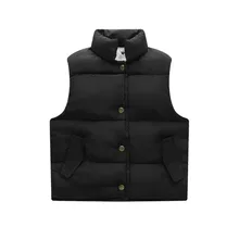 ; Сезон Зима; детская одежда средней длины; одежда для больших детей; хлопковая утепленная жилетка со стоячим воротником; верхняя одежда из хлопка в Корейском стиле