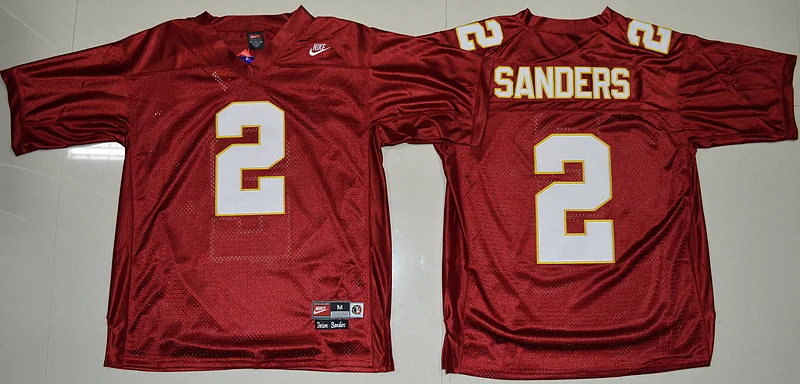 Красный Stitiched, высокое качество Florida State Seminoles(FSU) Deion Sanders Throwback Jersey - Цвет: Красный