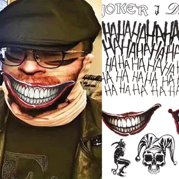 

Halloween Cosplay The Joker Temporary Tattoo Stickers Body Art Tattoos for Face Arm Skull Zombie Blood Body Tattoo Sticker