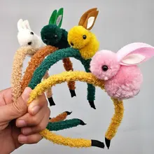 Novo expresso menina bandana estéreo de pelúcia hairpin coelho criança coroa acessórios para o cabelo headdress(China)