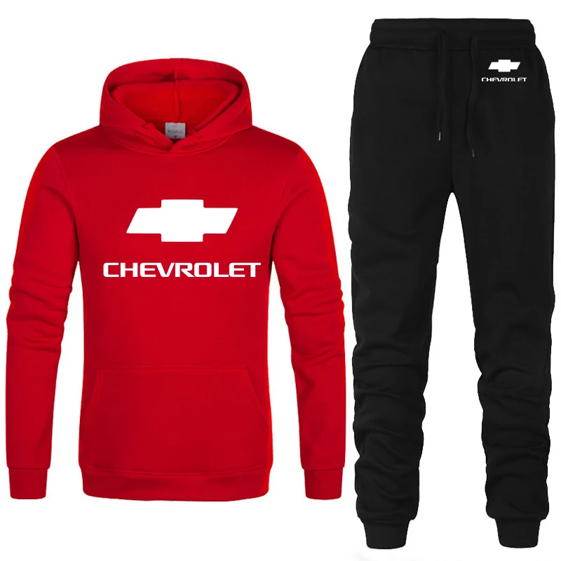 Толстовки для мужчин, автомобиль Chevrolet, принт логотипа, унисекс, толстовка, модная мужская толстовка с капюшоном в стиле хип-хоп harajuku, повседневные флисовые толстовки, штаны, костюм из 2 предметов
