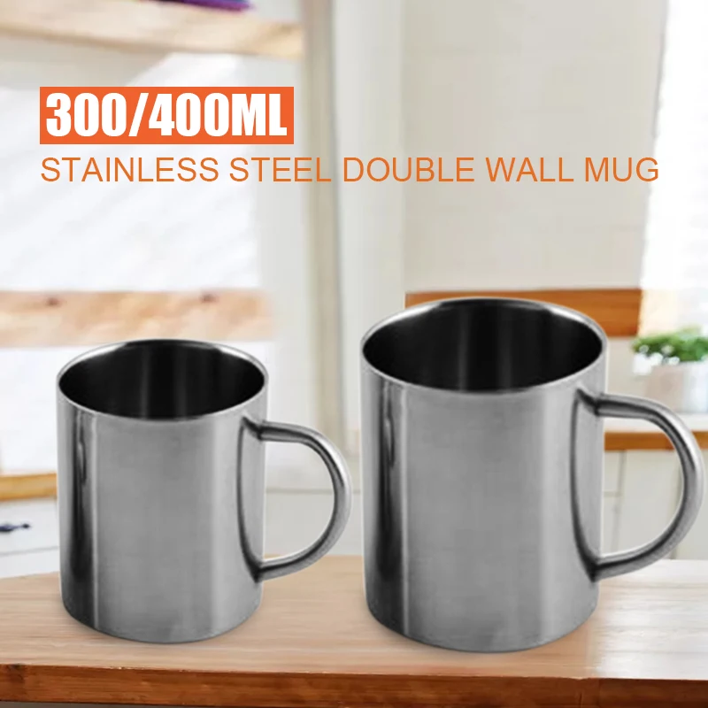 

300/400ML Double Wall Mug Cup Stainless Steel Drink Cup Portable Travel Tumbler Coffee Mug Tea Cup