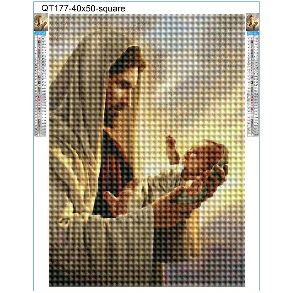 5D Voll Platz Malerei Gott Mutter und Sohn Diamant Malerei Familie Dekoration Kreuz Stich Kit Mosaik Urlaub Geschenk Neuheiten – Detail 3