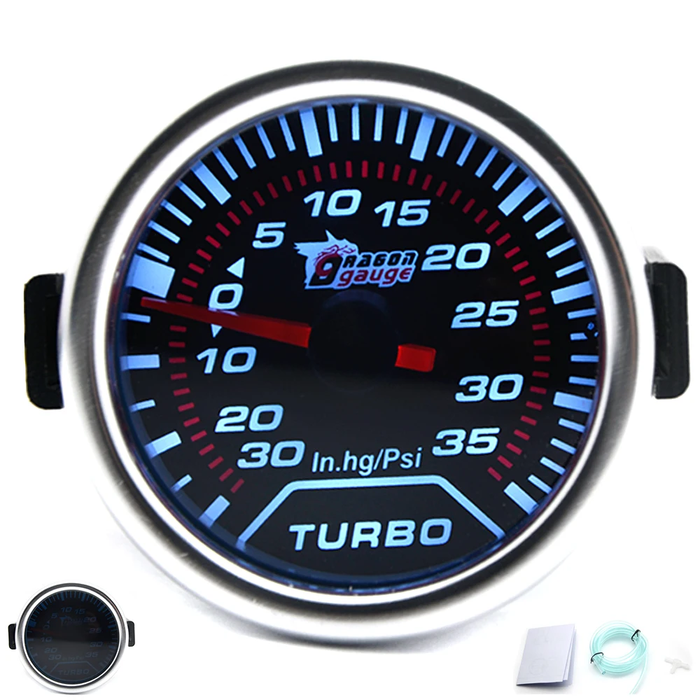 DRAGON GAUGE 52 мм Boost Turbo Gauge 35 Psi Механическая дымовая поверхность|face|face n face |