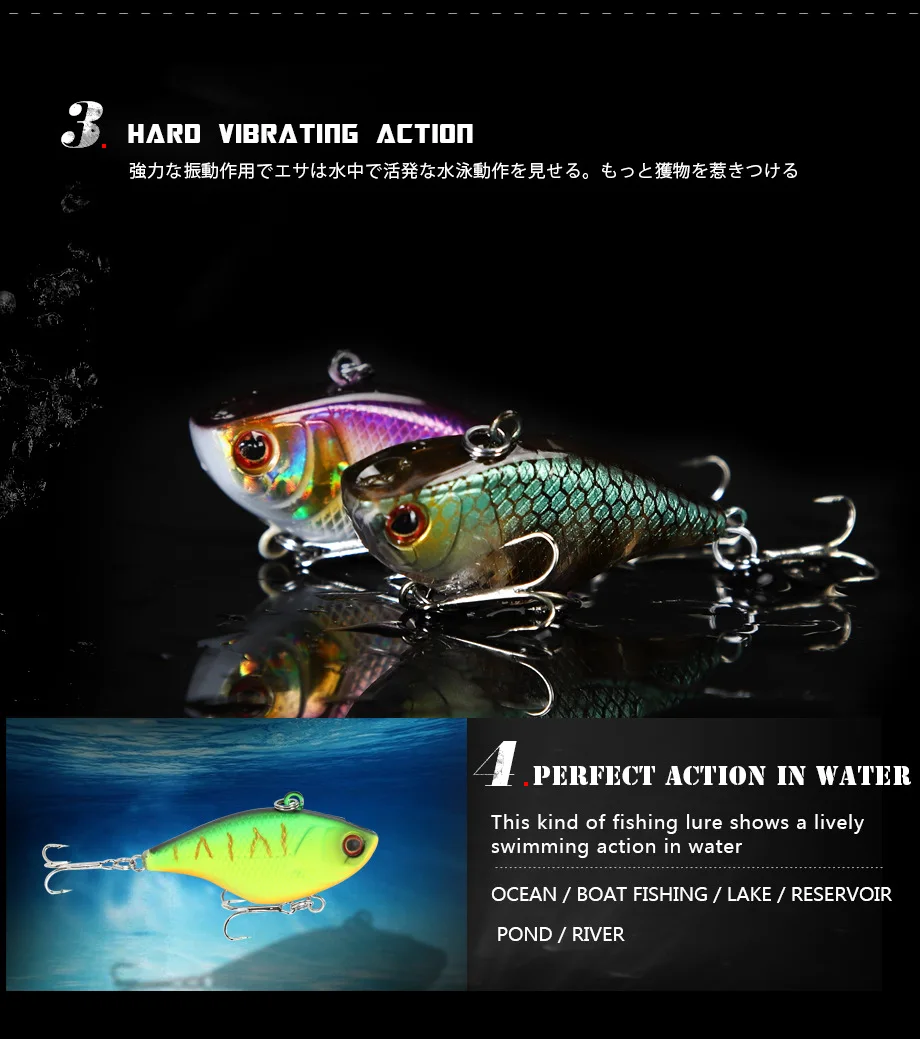 Fishing Lure VIB ratlin and vib for winter hard bait lures 3d 40mm 4.6g sinking all depth pike seabass isca artificial V029