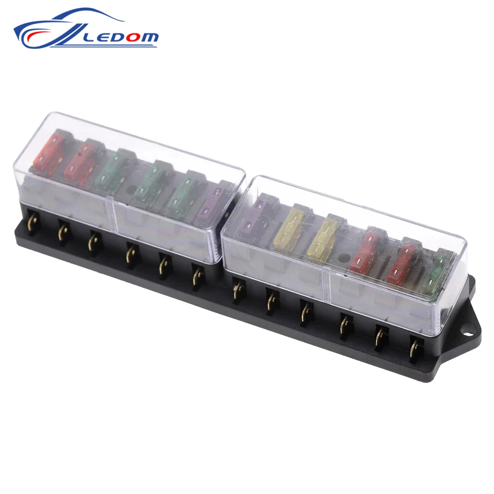 Caja de fusibles ATC ATO Universal de 12 vías, 2 entradas, 12 cables de  salida, 12V voltios, 24V, 32V, circuito de coche, remolque, cajas de  fusibles