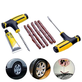 

1set Car Tire Repair Tool Tire Repair Kit Studding Tool Set Auto Bike Tubeless Tire Tyre Puncture Plug Garage Car Accessories