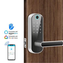 

TTlock APP Biometric fingerprint lock Bluetooth Digital Smart door lock Keyless Electronic Handle Lock Mechanical key Wifi Alexa