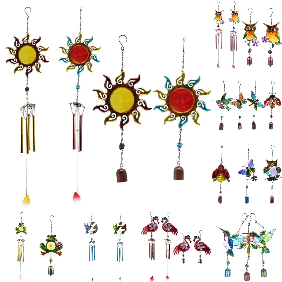 34style Window Balcony Hummingbird Decor Wind Chimes Yard Home Wall Hanging Bird Bells Ornament for Home Window Door Decorarions