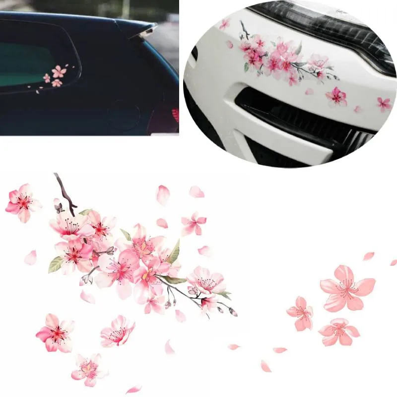 

Pink Cherry Blossom Floral Car Stickers Love Auto Vinyl Decal Bumper Window for Women Car Tuning Styling Accessories