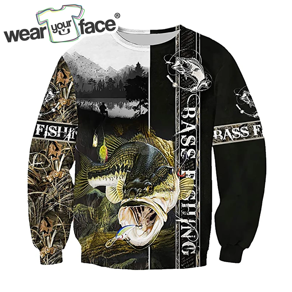 Bass Fishing Hunting 3D All Over Printed Sweatshirts Zipper Hoodies Tracksuits Casual Sports Streetwear Vocation Unisex Clothing