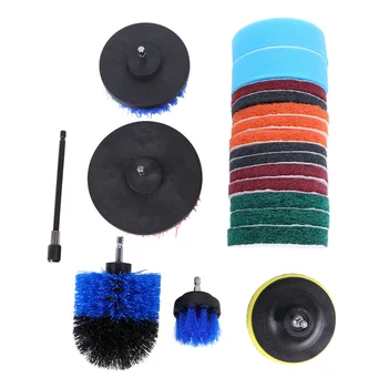 

20pcs Electric Drill Brush Scrub Pads Kit Power Scrubber Cleaning Kit Cleaning Brush Scouring Pad for Carpet Glass Car Clean