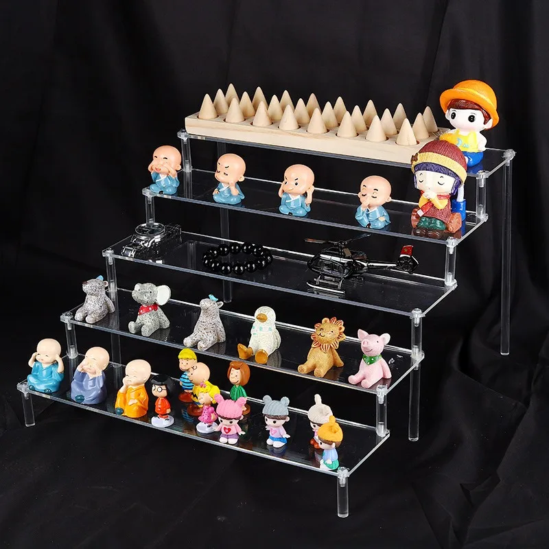 Acrylic Display Stand 2/3/4/5Layer Acrylic Action Figure Display Stand Toy Model Swing Stand Doll Hand Office Cosmetics Shelf Trapezoidal Shelf Box