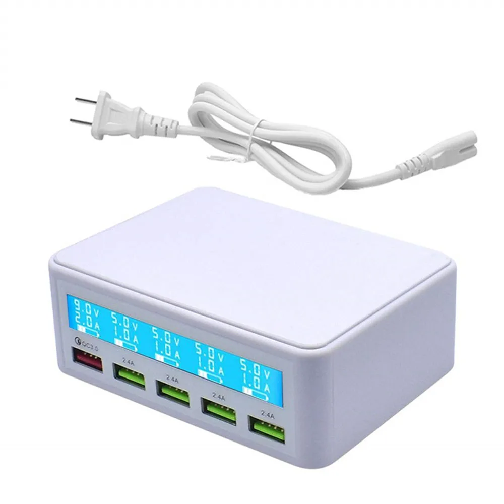 Мульти USB зарядное устройство 5 портов Мульти USB деформация Быстрая зарядка QC 3,0 lcd Напряжение Ток дисплей быстрое зарядное устройство s станция для смартфонов