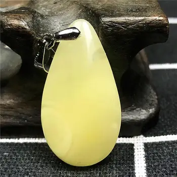 

Necklace Pendant Natural Yellow Amber Jewelry For Woman Lady Man Crystal 27x15x5mm Beads Water Drop Stone Silver Pendant AAAAA