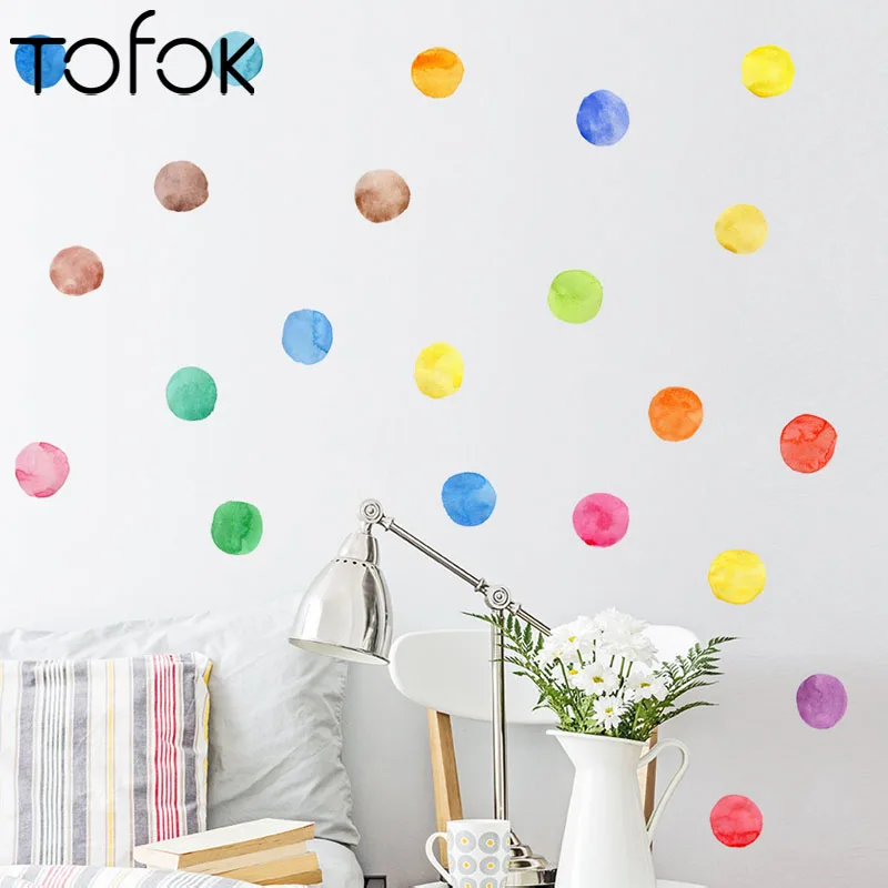 Tofok 29 шт. красочные точки DIY Наклейка на стену акварель круг Смешные Детская