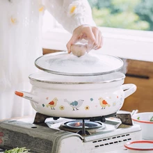 Японский фарфоровый эмалированный мультяшный горячий горшок большой емкости электромагнитная плита Бытовая утолщенная кастрюля