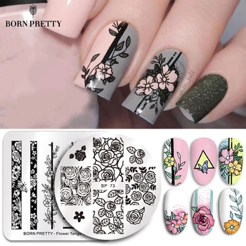 

BORN PRETTY 2Pcs Nail Stamping Plates Set Beautiful Flower Geometric Cute Animal idea nail Art Stamp Image Plate DIY Tools
