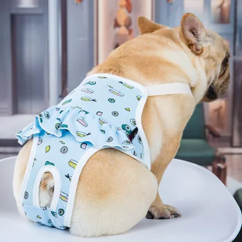 

Comfortable Female Dog Physiological Pants Breathable French Bulldog Underwear Anti-Harassment Adjustable Shorts For Pet Dog