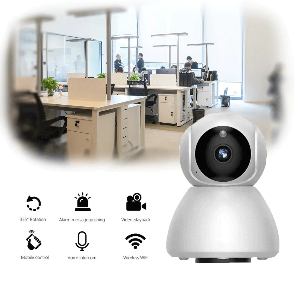 Ip-камера домашняя камера безопасности с поворотным ночным видением с функцией обнаружения движения, WiFi камера для домашнего офиса, детский монитор V380