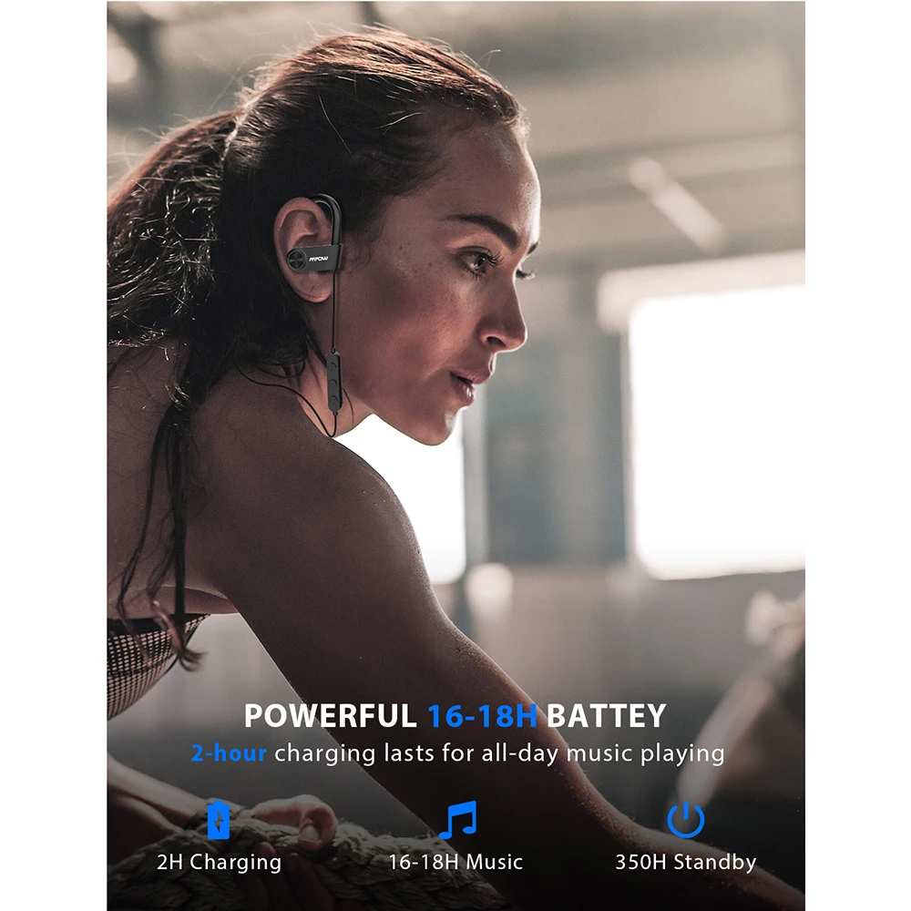Mpow D9 Bluetooth 5,0 Aptx Беспроводной спортивные наушники с IPX7 Водонепроницаемый Шум микрофон с функцией шумоподавления 18 часов проигрывания для бега