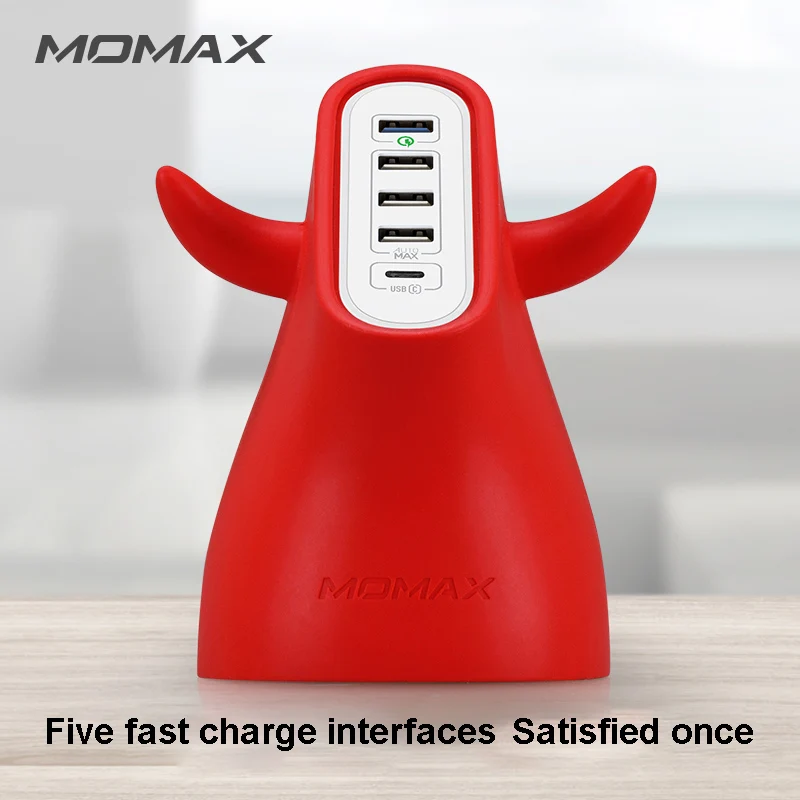 MOMAX UM5ST bull умное Цифровое зарядное устройство-обновление (5 USB QC3.0 + C) 40W быстрая