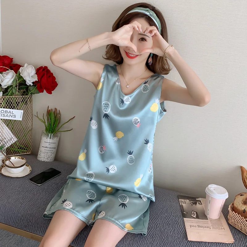 Summer Large size M-5XL women's pajamas short Silk pijama mujer Home suit Leisure comfort Sleepwear femme home clothes for women
