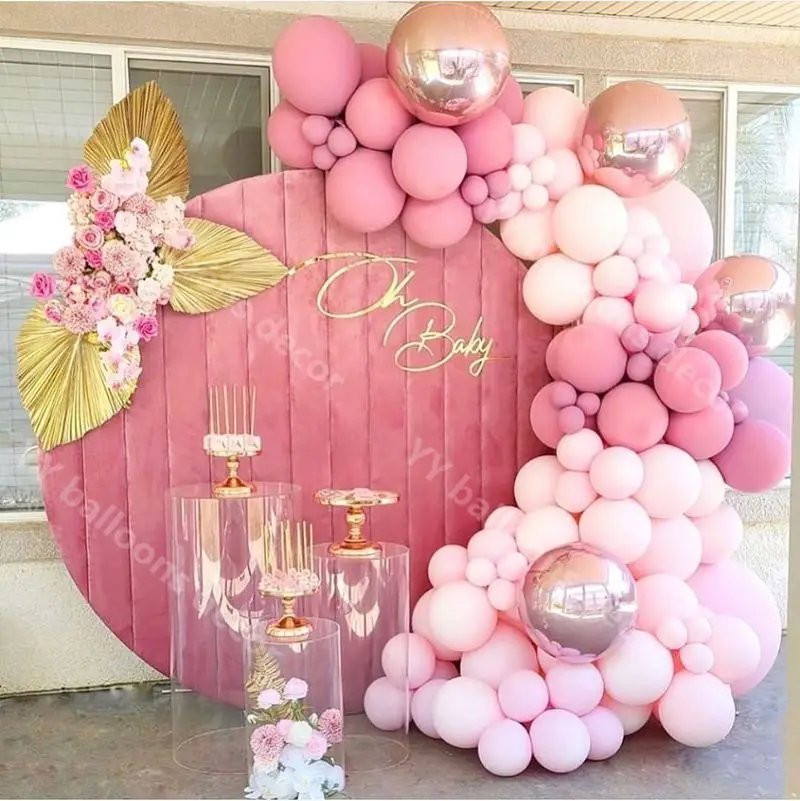 Kit de arco de guirnalda de globos para bebé, decoración de fiesta de cumpleaños, boda, Baby Shower, aniversario, rosa, melocotón, Pastel, oro rosa, 107 Uds.
