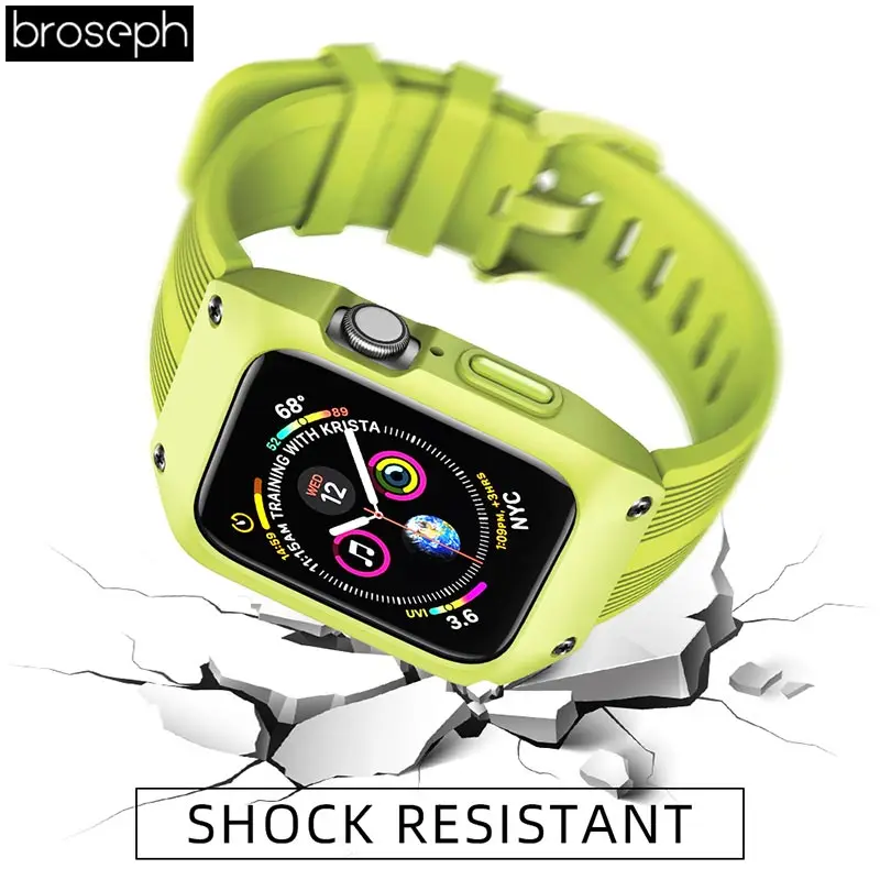 Силиконовый ремешок для Apple Watch, 4 ремешка, 44 мм, ударопрочный чехол для iwatch 3, 2, 1, 42 мм, ремешок для часов, ремень, браслет