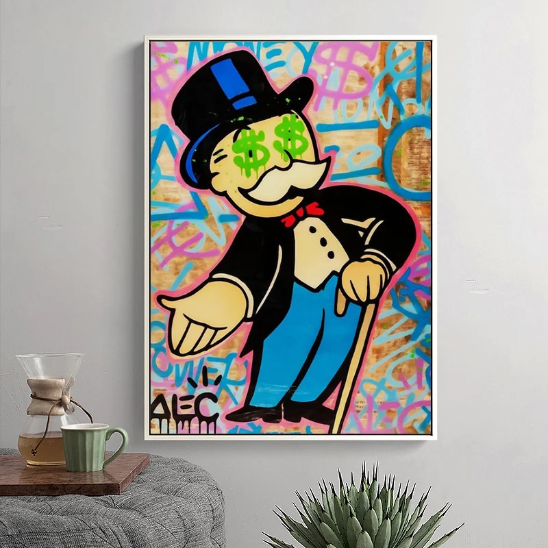 Monopoly Man Monopoly Art Monopoly Print Neon Wall Art Street Art Graffiti  Canvas Poster Home Decor Gift For Him Money Art Neon - Painting &  Calligraphy - AliExpress