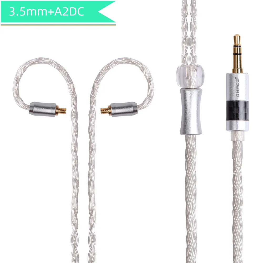white 3.5mm A2DC FDBRO 16 ядер 2,5/3,5/4,4 мм с серебряным покрытием наушников обновления провода наушники MMCX кабель SE425 SE535 IE80 IM 2Pin 0,78 мм A2DC кабель - Цвет: white 3.5mm A2DC