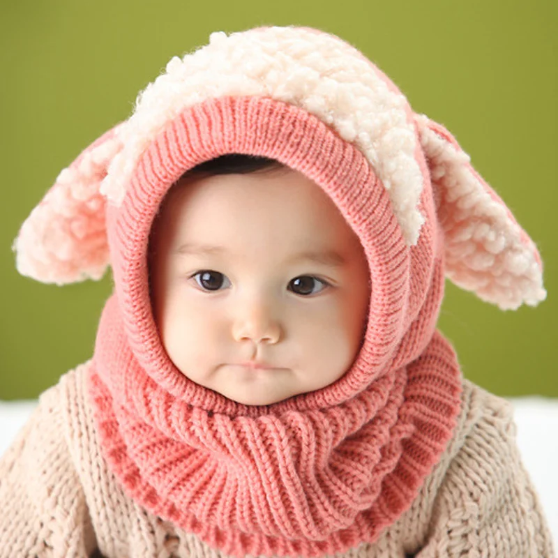 Новинка; 5 цветов; Детский свитер для малышей; шарф; шапка; теплая вязаная шапка; милая Удобная хлопковая детская зимняя шапка для улицы; SD66 - Цвет: Розовый