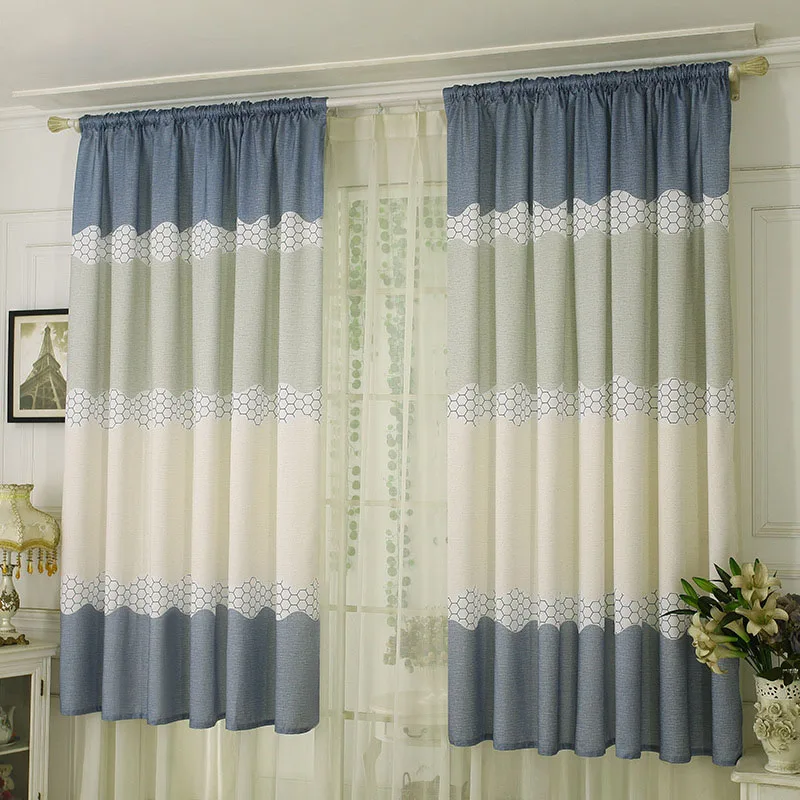 

Fashion New Simple Modern Stripe Printed Bedroom Living Room Short Curtains Balcony Window Decorations Polyester Screen Curtain